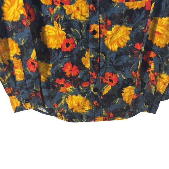 J. Crew Midweight Flannel Shirt Small Regenerative Cotton Floral Print Multicolo - Picture 6 of 10